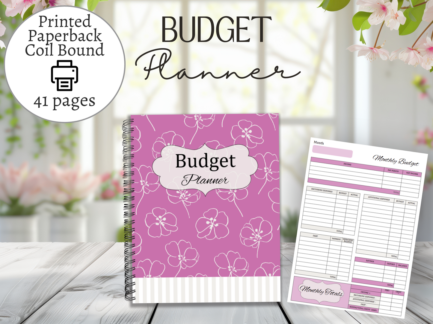 Budget Planner in Pink | Monthly Budget and Finance Organizer | Coil Bound