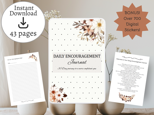 Daily Encouragement Journal | Guided Journal for Self-Reflection | Digital Download