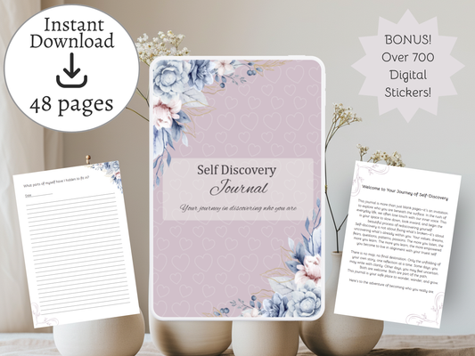 Self-Discovery Journal in Pink | 30 Guided Prompts for Personal Growth | Digital Download