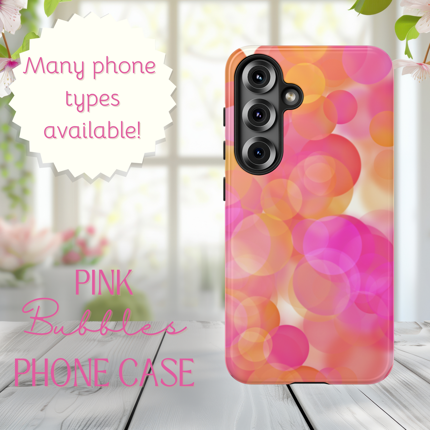 Pink Bubbles Phone Case - Tough Cases, Decorative Cell Phone Cover