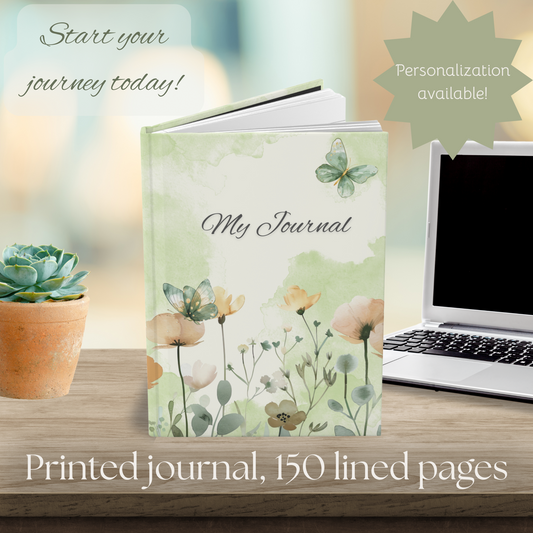 Floral Hardcover Journal, Nature Inspired Notebook, Gift for Writers, Daily Planner, Artistic Diary, Eco-Friendly Journal