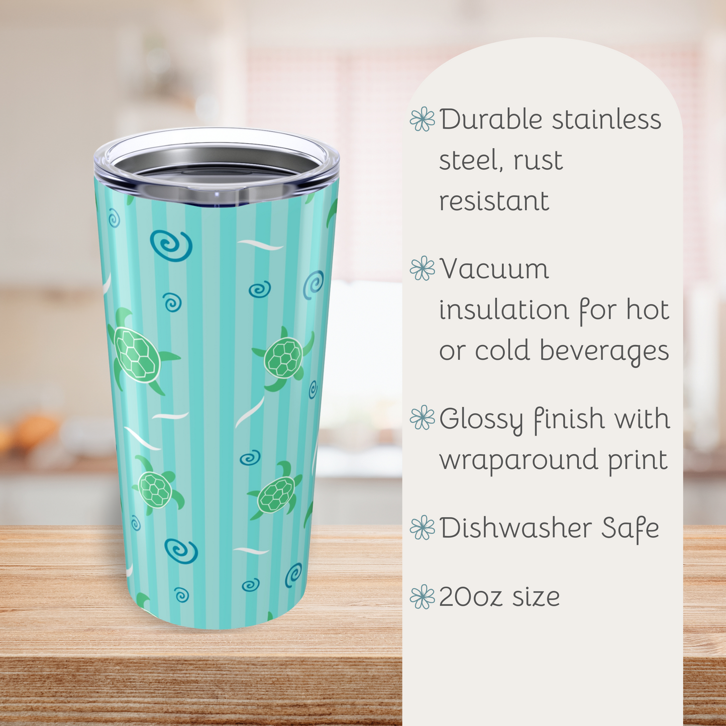 Sea Turtles Pattern Tumbler, Cute Travel Mug for Summer, Eco-Friendly Drinkware, Gift for Her, Refreshing Beverage Container