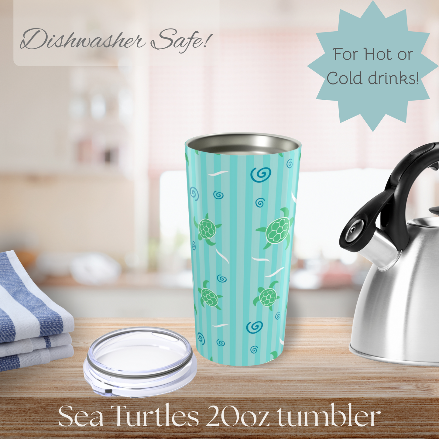 Sea Turtles Pattern Tumbler, Cute Travel Mug for Summer, Eco-Friendly Drinkware, Gift for Her, Refreshing Beverage Container