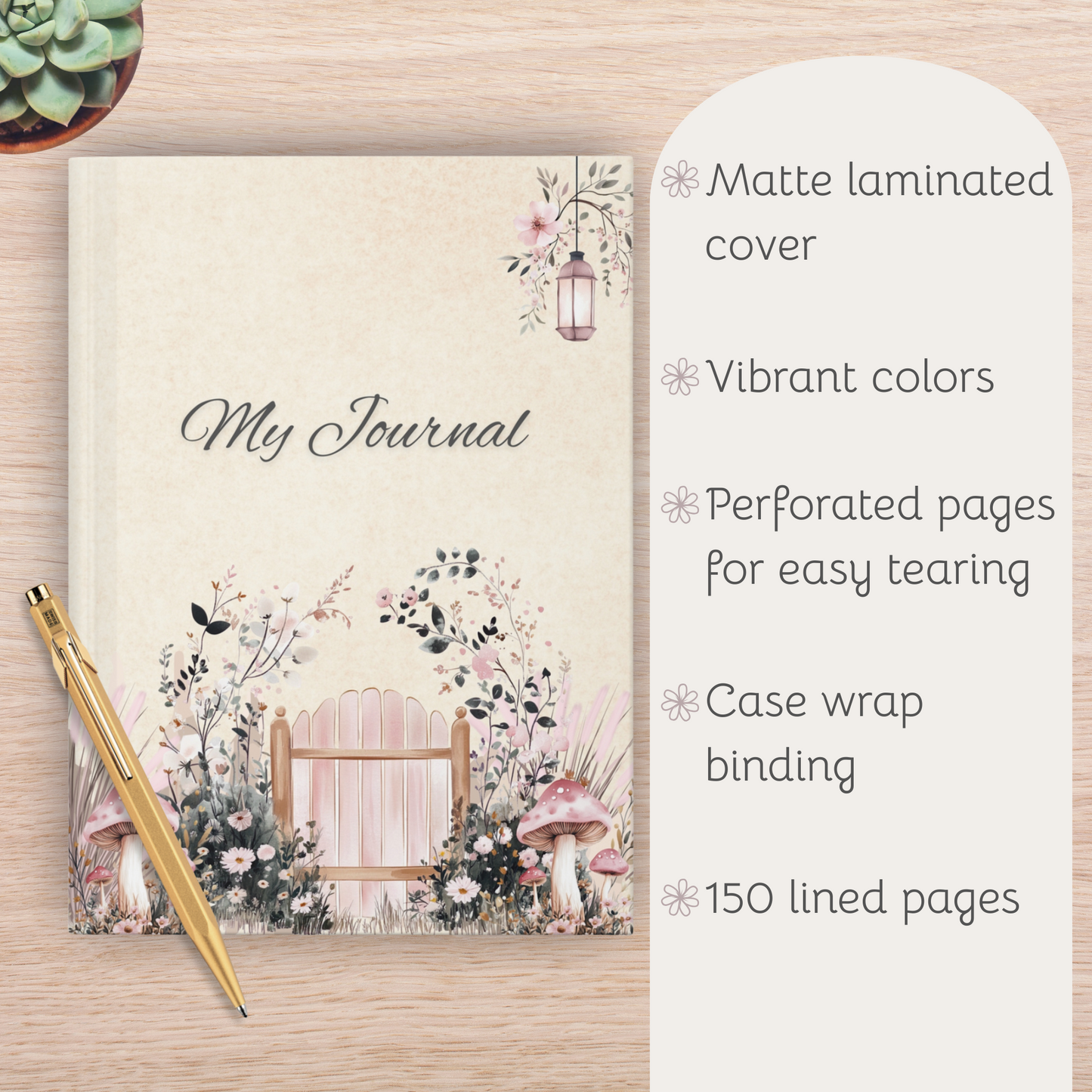 Boho Dreams Hardcover Journal, Nature Inspired Notebook, Artistic Diary, Eco-Friendly Journal