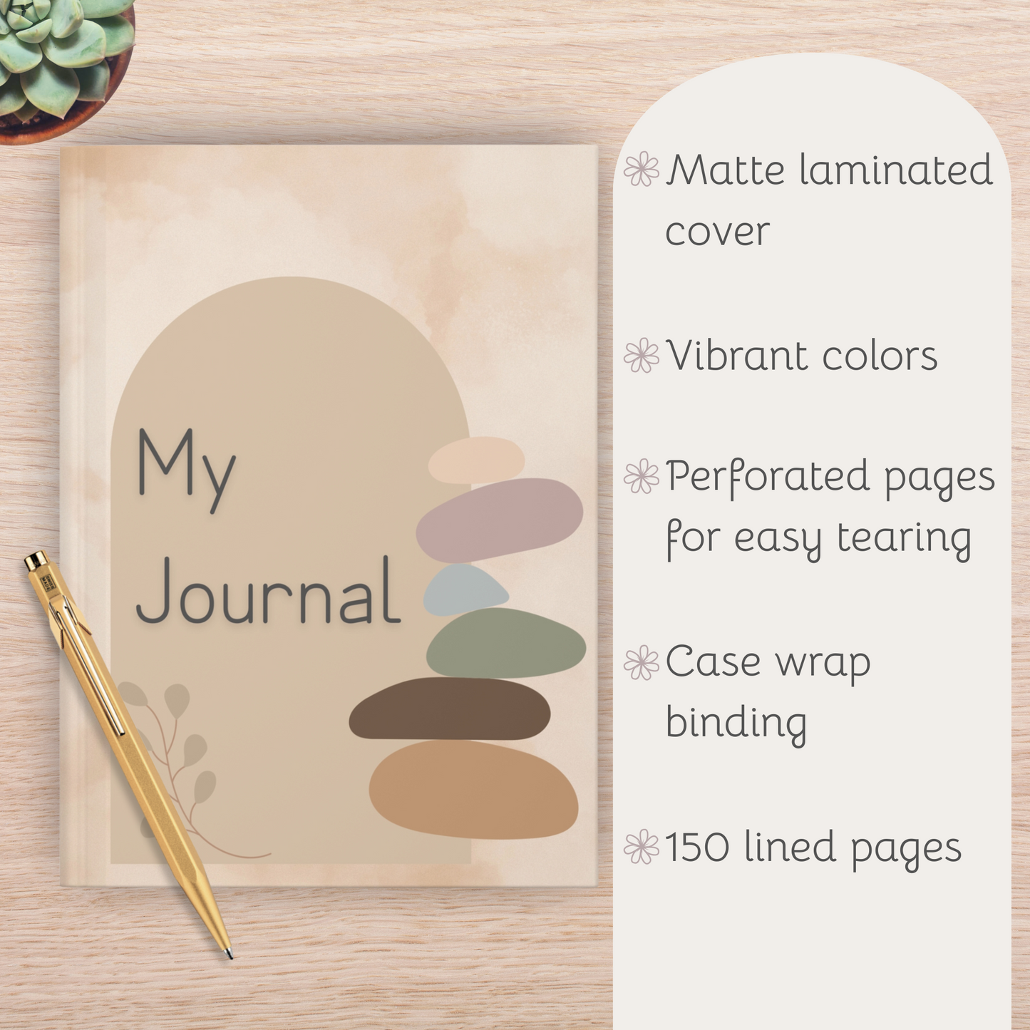 Zen Hardcover Journal, Nature Inspired Notebook, Artistic Diary, Eco-Friendly Journal