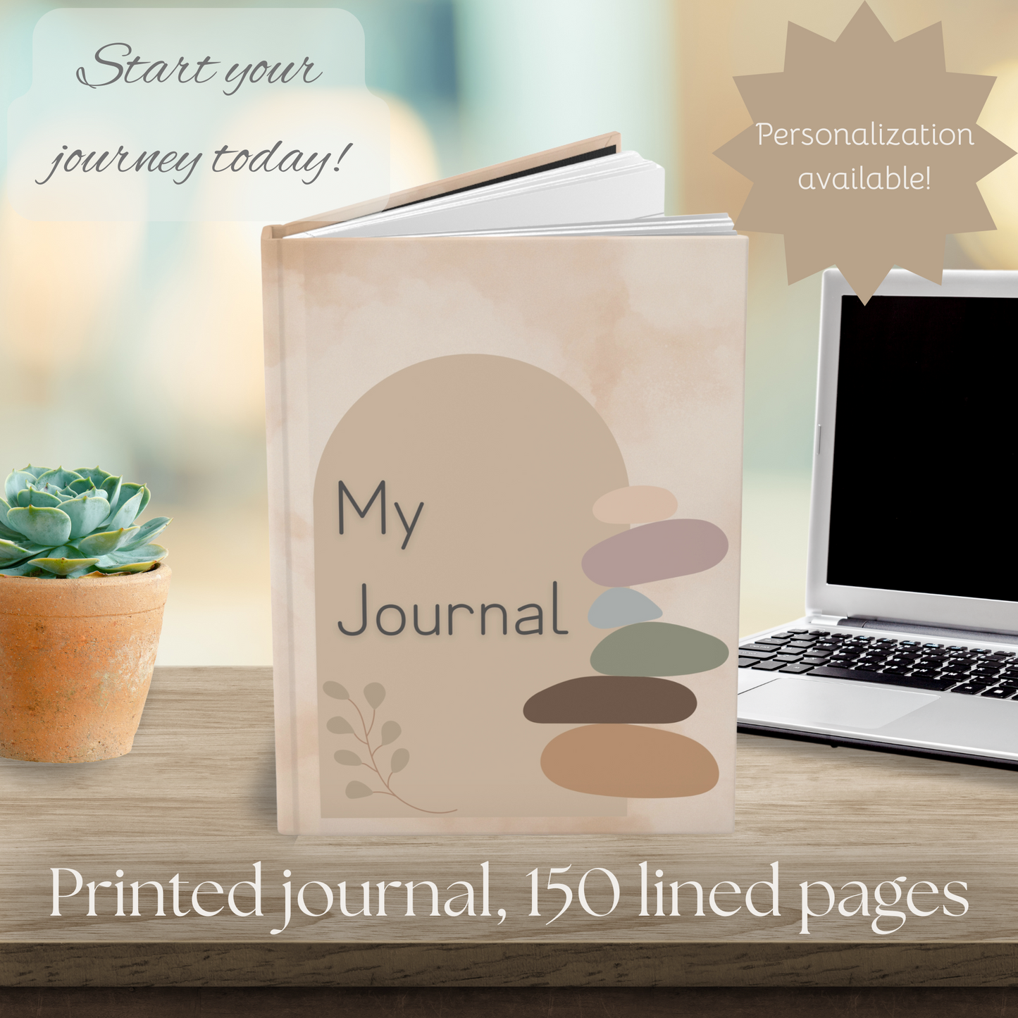 Zen Hardcover Journal, Nature Inspired Notebook, Artistic Diary, Eco-Friendly Journal
