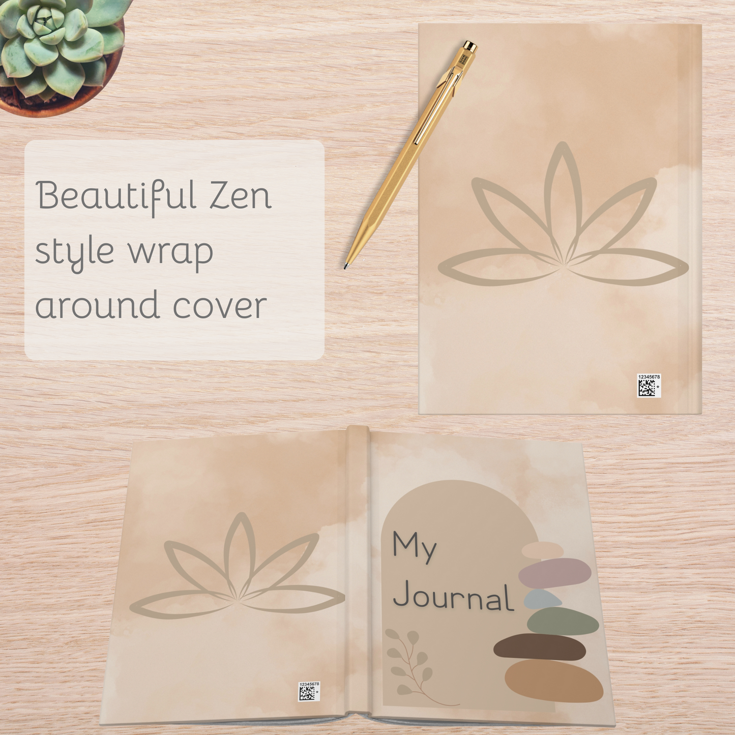 Zen Hardcover Journal, Nature Inspired Notebook, Artistic Diary, Eco-Friendly Journal