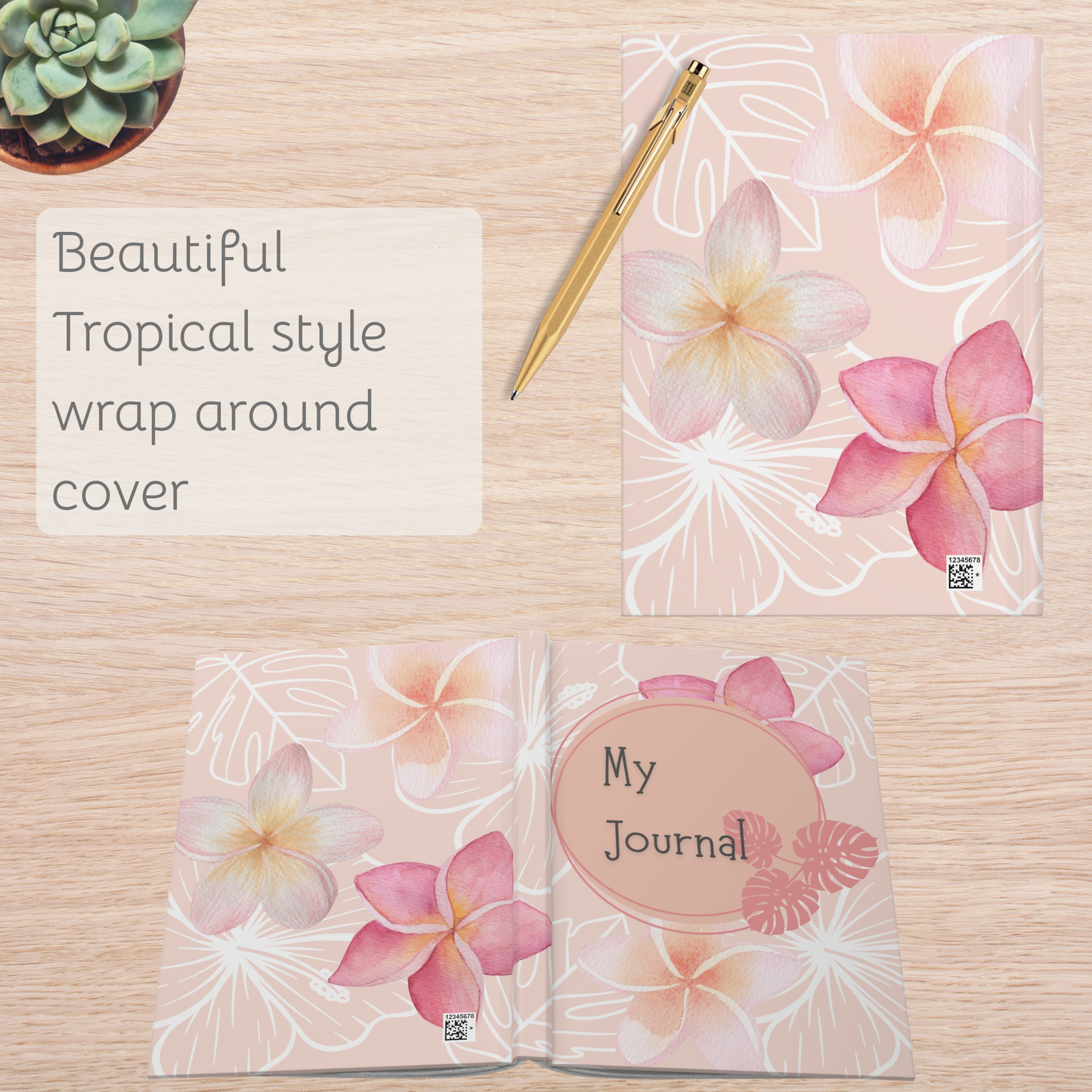 Tropical Hardcover Journal, Nature Inspired Notebook, Artistic Diary, Eco-Friendly Journal