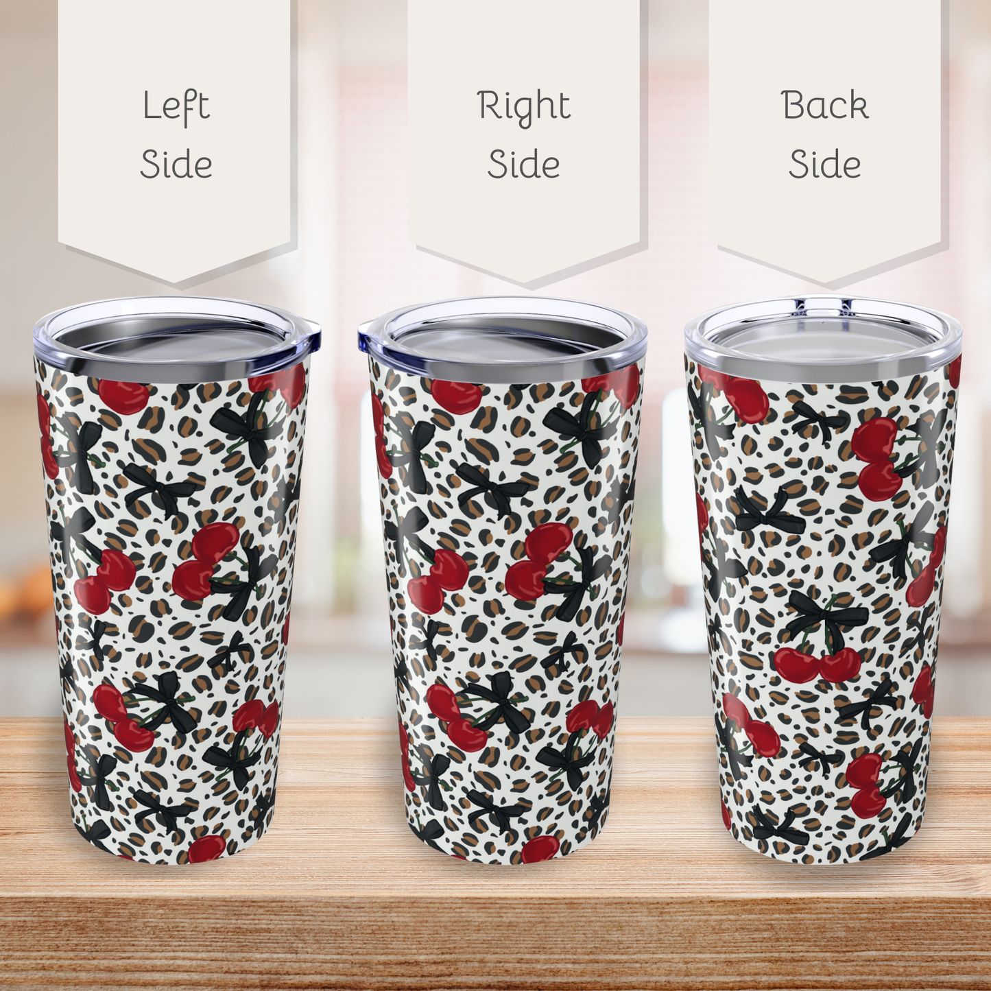 Leopard Print and Cherries Tumbler 20oz