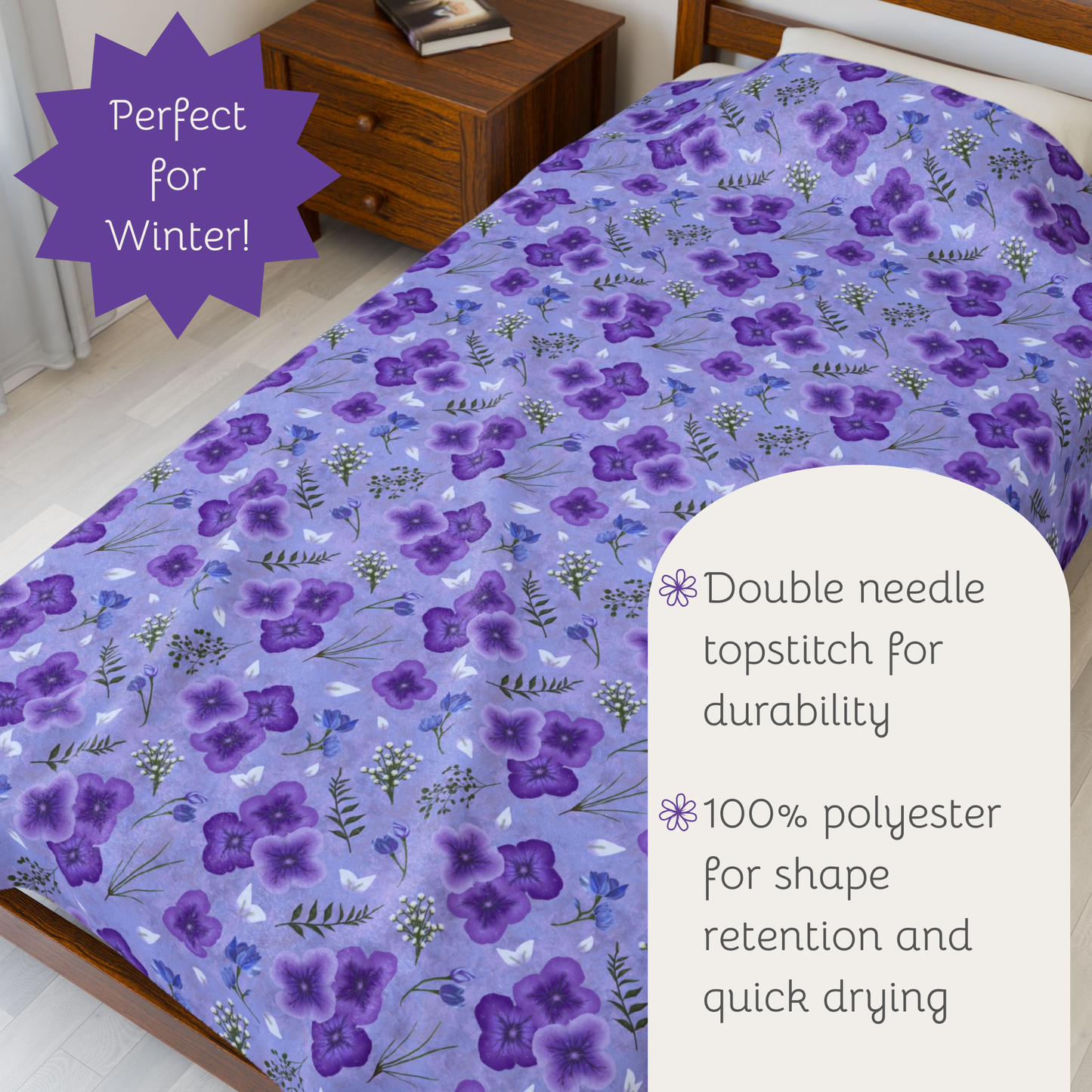 Amethyst Meadows purple background Plush blanket