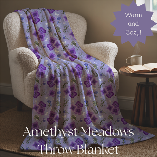 Amethyst Meadows purple background Plush blanket