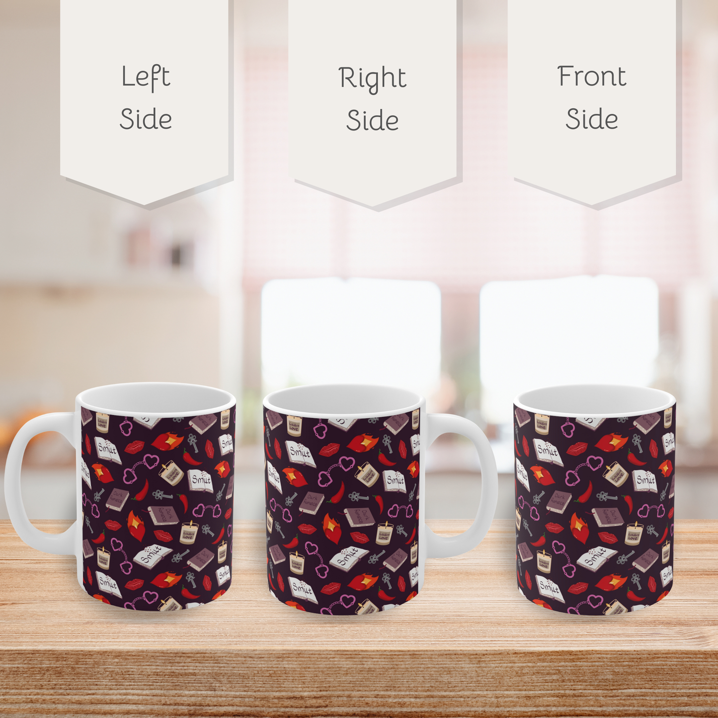 My Smutty Valentine Mug, Ceramic Cup for Dark Romance Lovers, Spicy Novel Pattern, Book Lover 11 oz mug