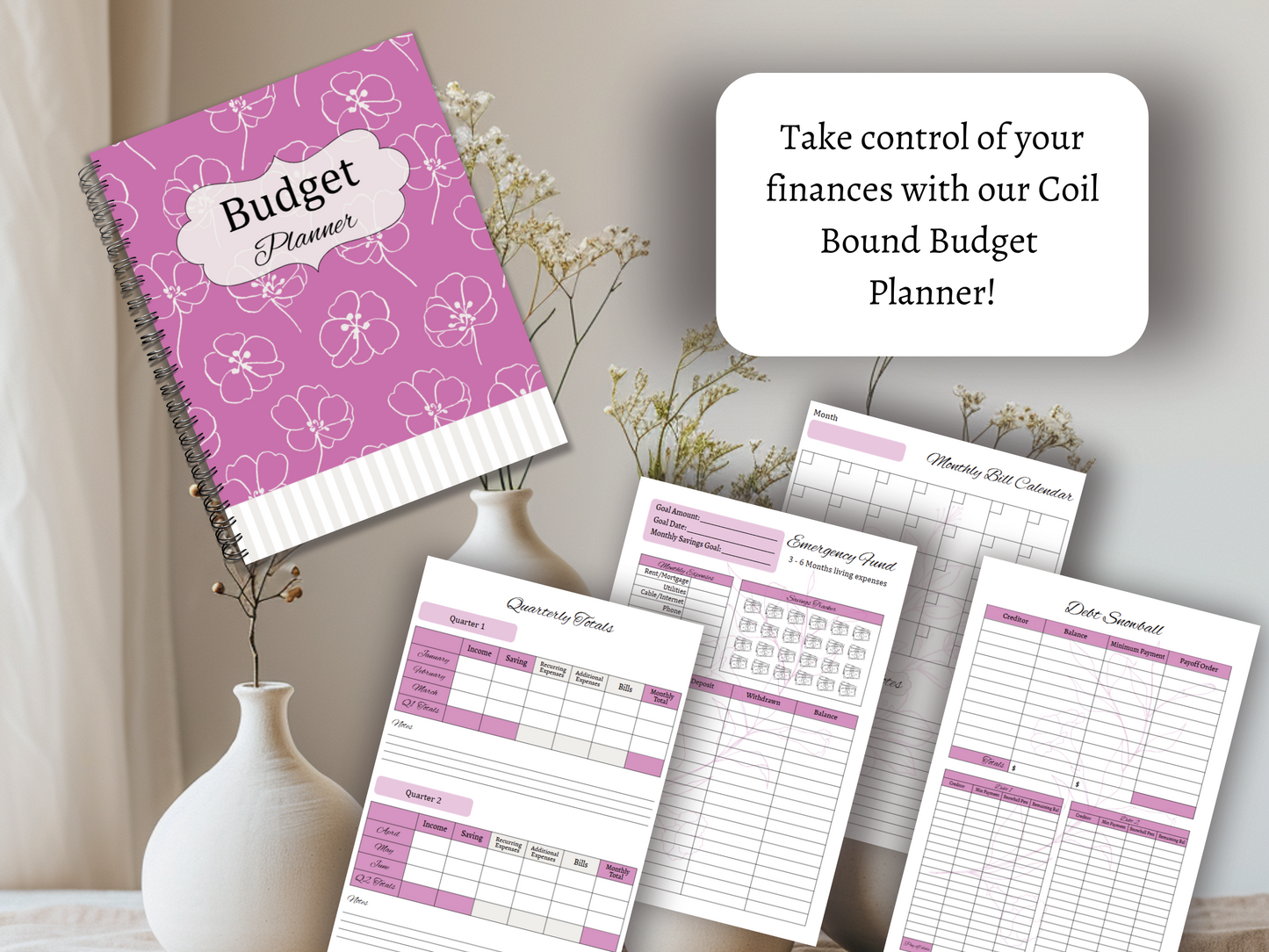 Budget Planner in Pink | Monthly Budget and Finance Organizer | Coil Bound