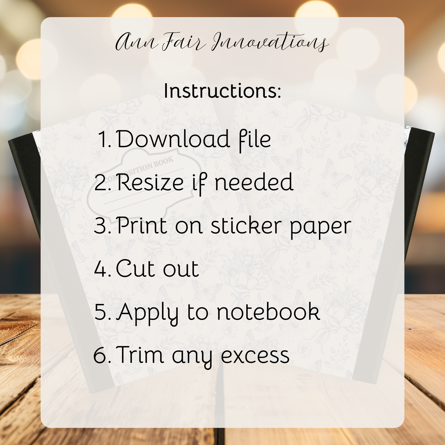 Toile De Jouy Bouquet in Blue Composition Notebook Cover | Digital Download PNG | Back to School, Journaling, DIY Custom Notebook, Sticker Paper Cover