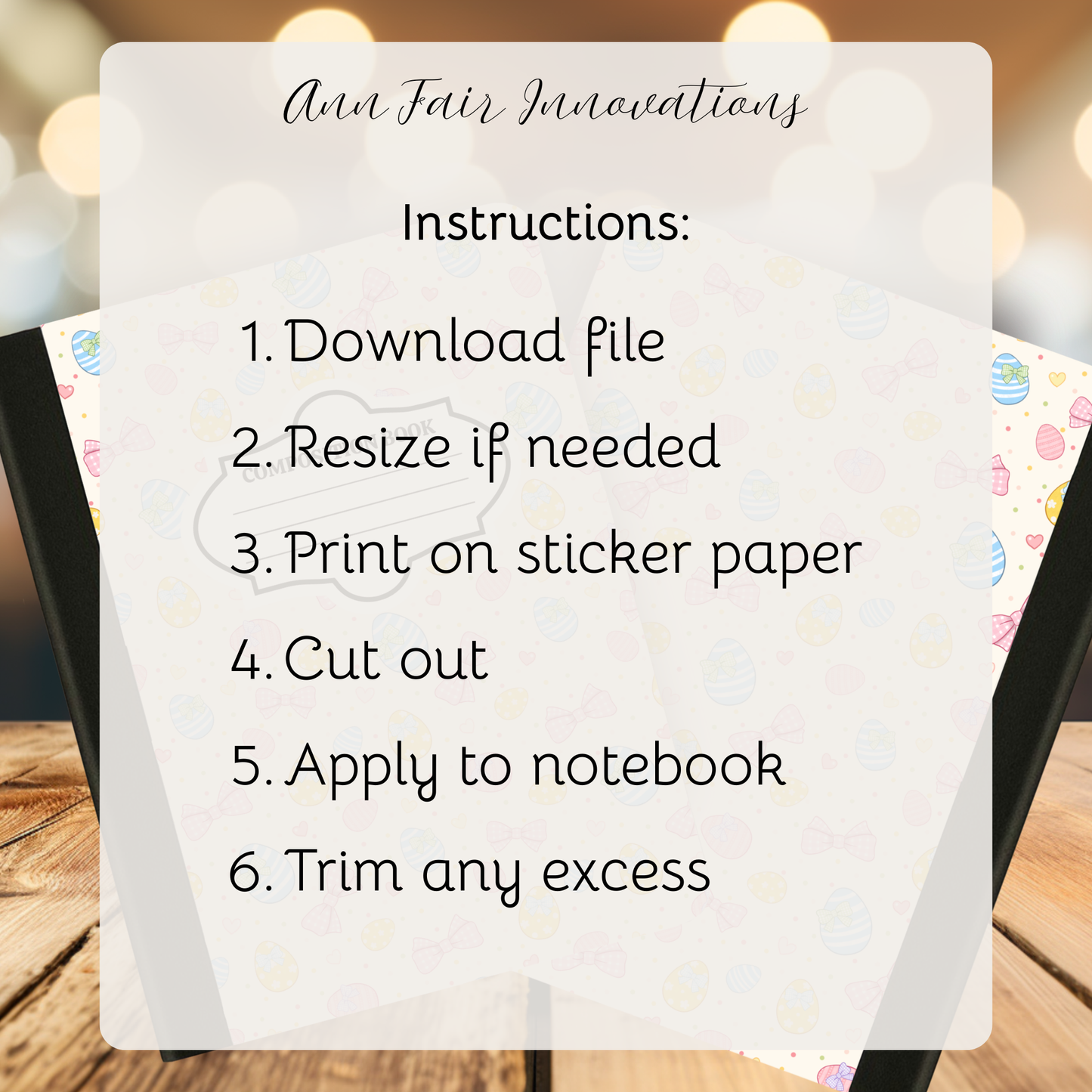 Coquette Gingham Easter Eggs Composition Notebook Cover | Digital Download PNG | Journaling, DIY Custom Notebook, Sticker Paper Cover