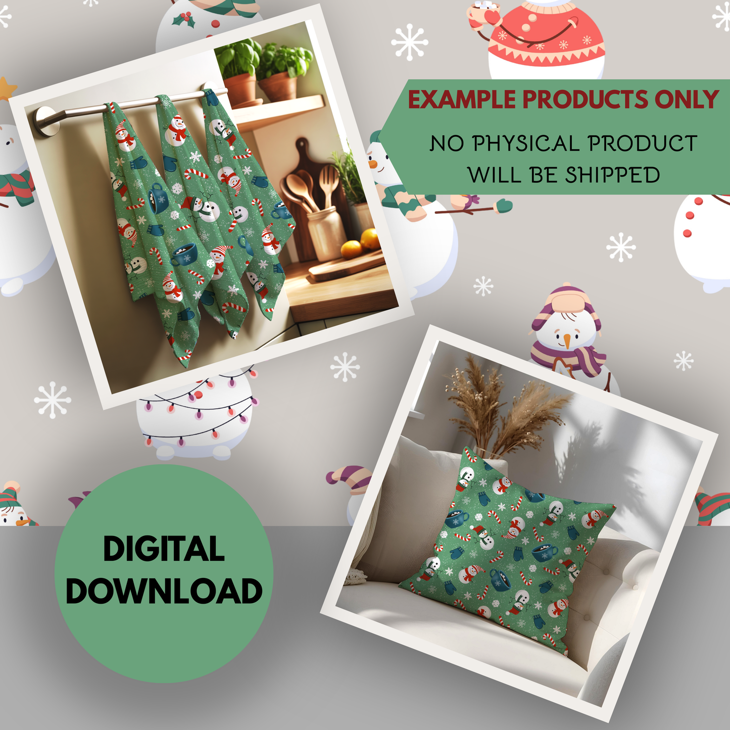 Snow Days Seamless Hand Drawn Digital Pattern | 300 DPI PNG | Instant Download