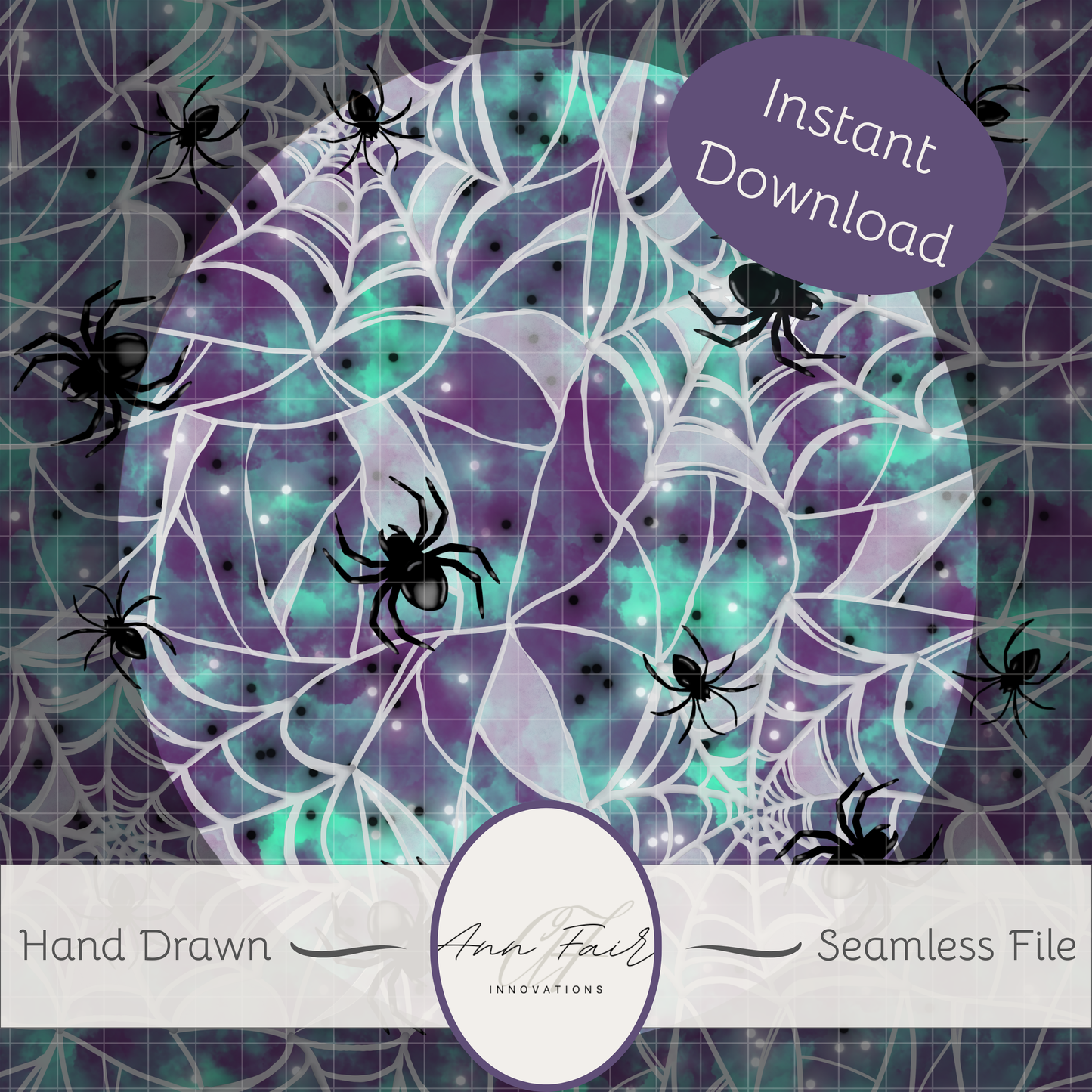 Spooky Spider Webs Seamless Hand Drawn Digital Pattern | 300 DPI PNG | Instant Download