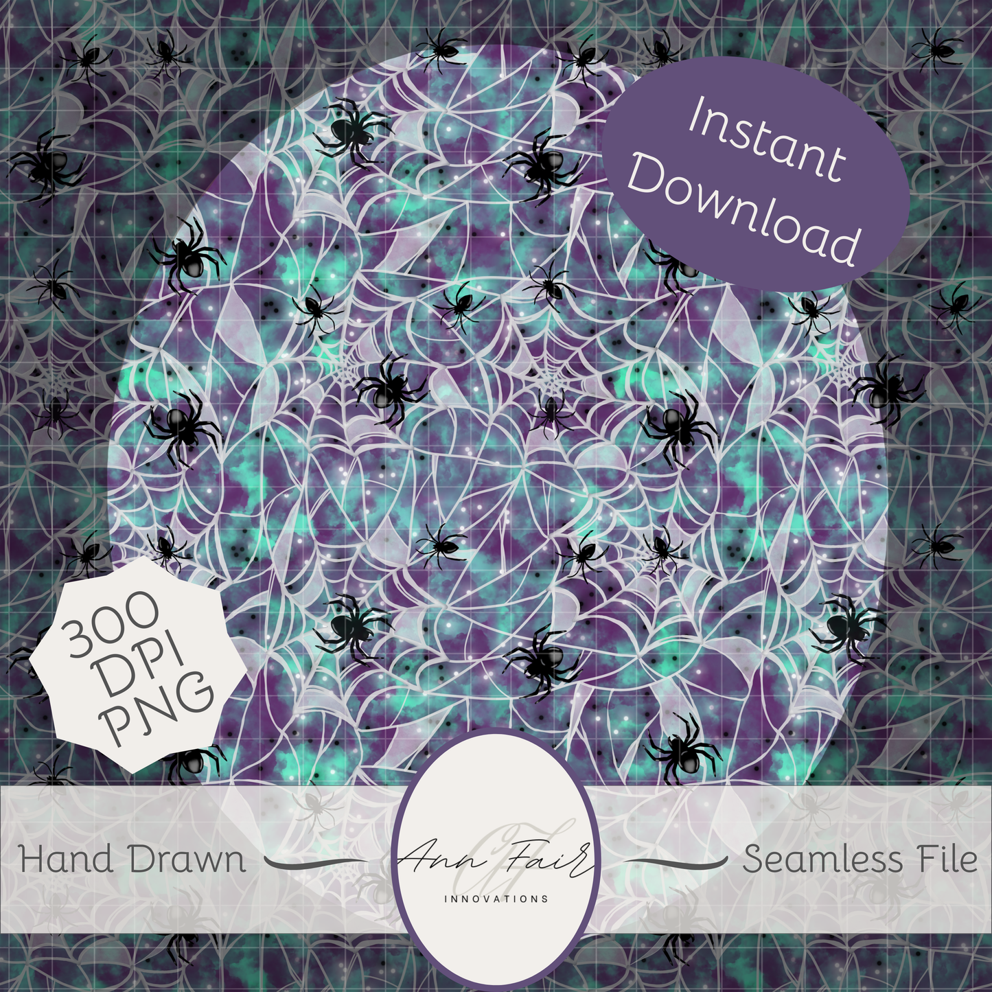 Spooky Spider Webs Seamless Hand Drawn Digital Pattern | 300 DPI PNG | Instant Download
