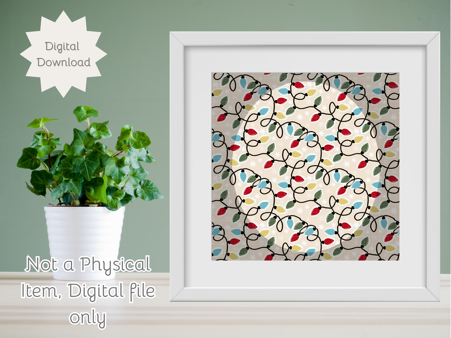 Vintage Christmas Lights Seamless PNG 20oz Skinny Tumbler Wrap | Sublimation 300 DPI Straight Tumbler Wrap | PNG Digital Wrap Digital Download
