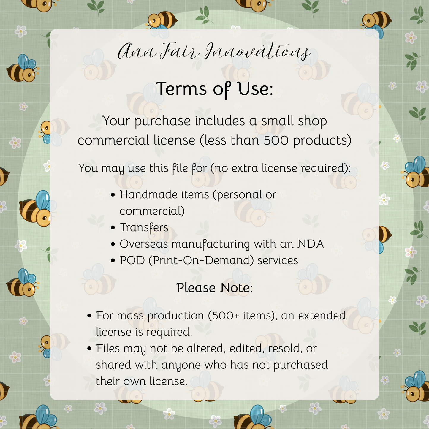 Bees and Daisies Seamless Hand Drawn Digital Pattern | 300 DPI PNG | Instant Download