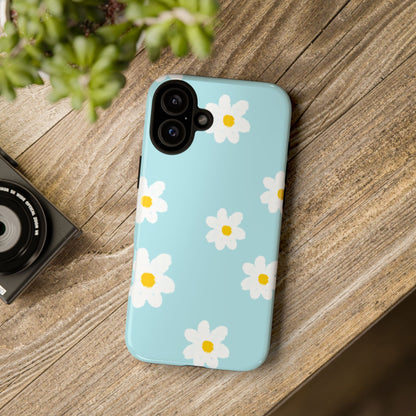 Blue Daisy Floral Phone Case - Tough Cases, Decorative Cell Phone Cover