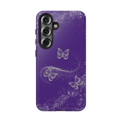 Glitter Butterflies with Purple Background Phone Case - Tough Cases, Decorative Cell Phone Cover