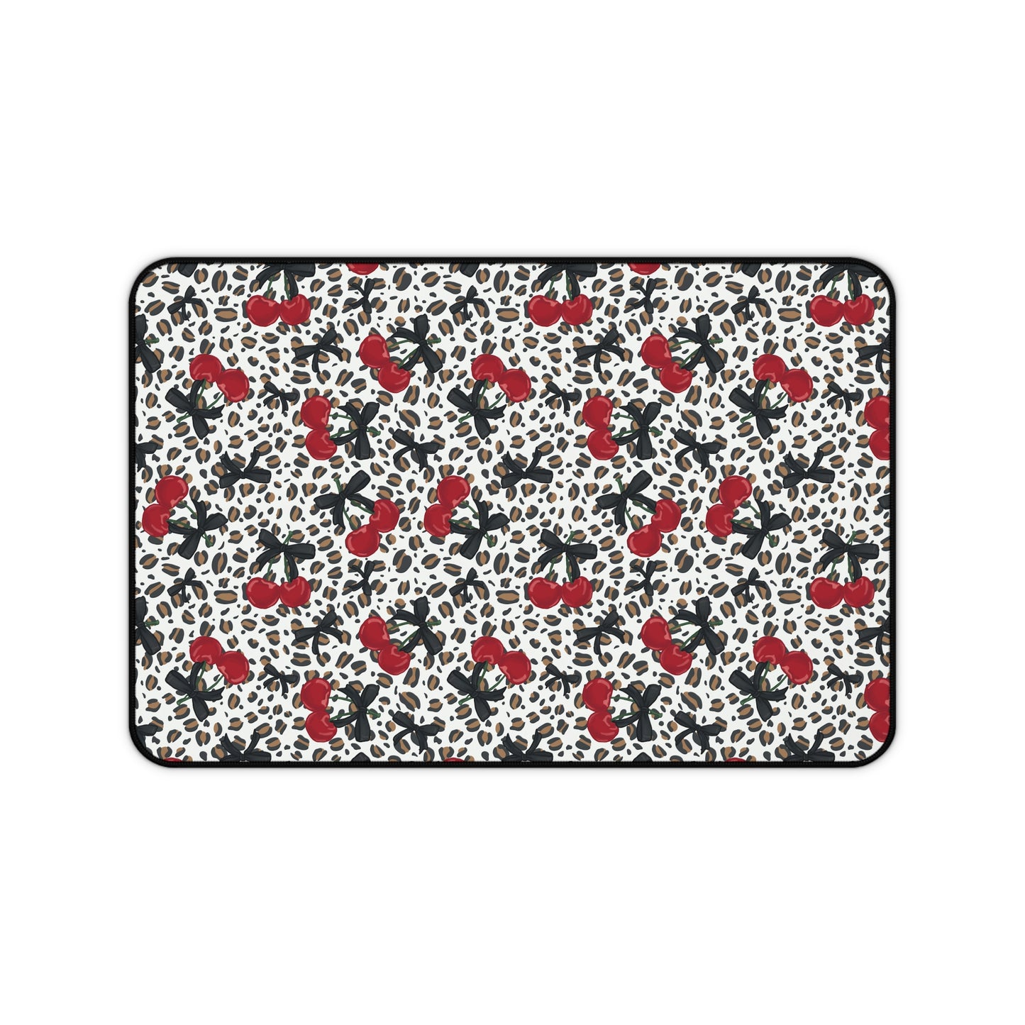 Desk Mat - Leopard Print Cherries Fun Cute Design