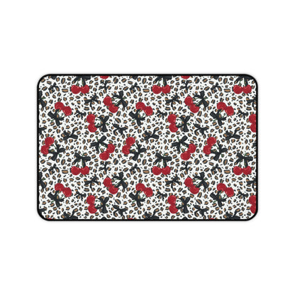 Desk Mat - Leopard Print Cherries Fun Cute Design