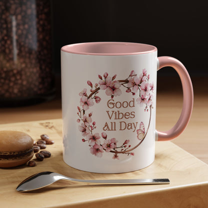 Good Vibes All Day Floral Coffee Mug - 11 & 15oz Accent Mug