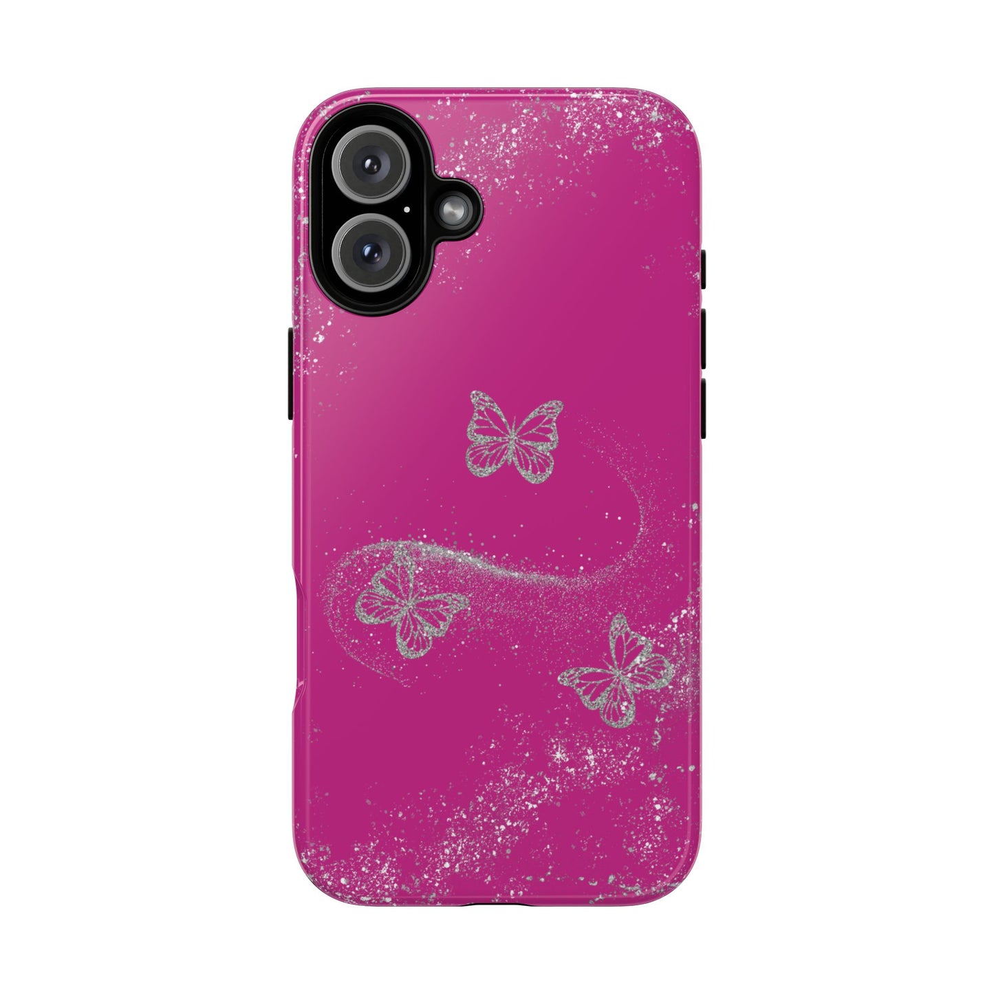 Glitter Butterflies with Pink Background Phone Case - Tough Cases, Decorative Cell Phone Cover