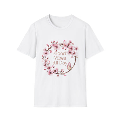 Good Vibes All Day Unisex Softstyle T-Shirt | Floral Design | Casual Everyday Wear