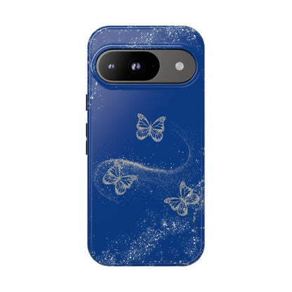 Glitter Butterflies with Blue Background Phone Case - Tough Cases, Decorative Cell Phone Cover