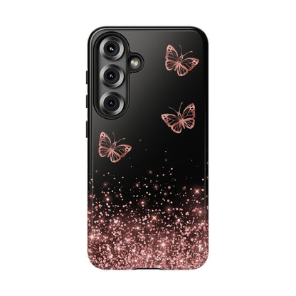 Rose Gold Butterflies Phone Case - Tough Cases, Decorative Cell Phone Cover