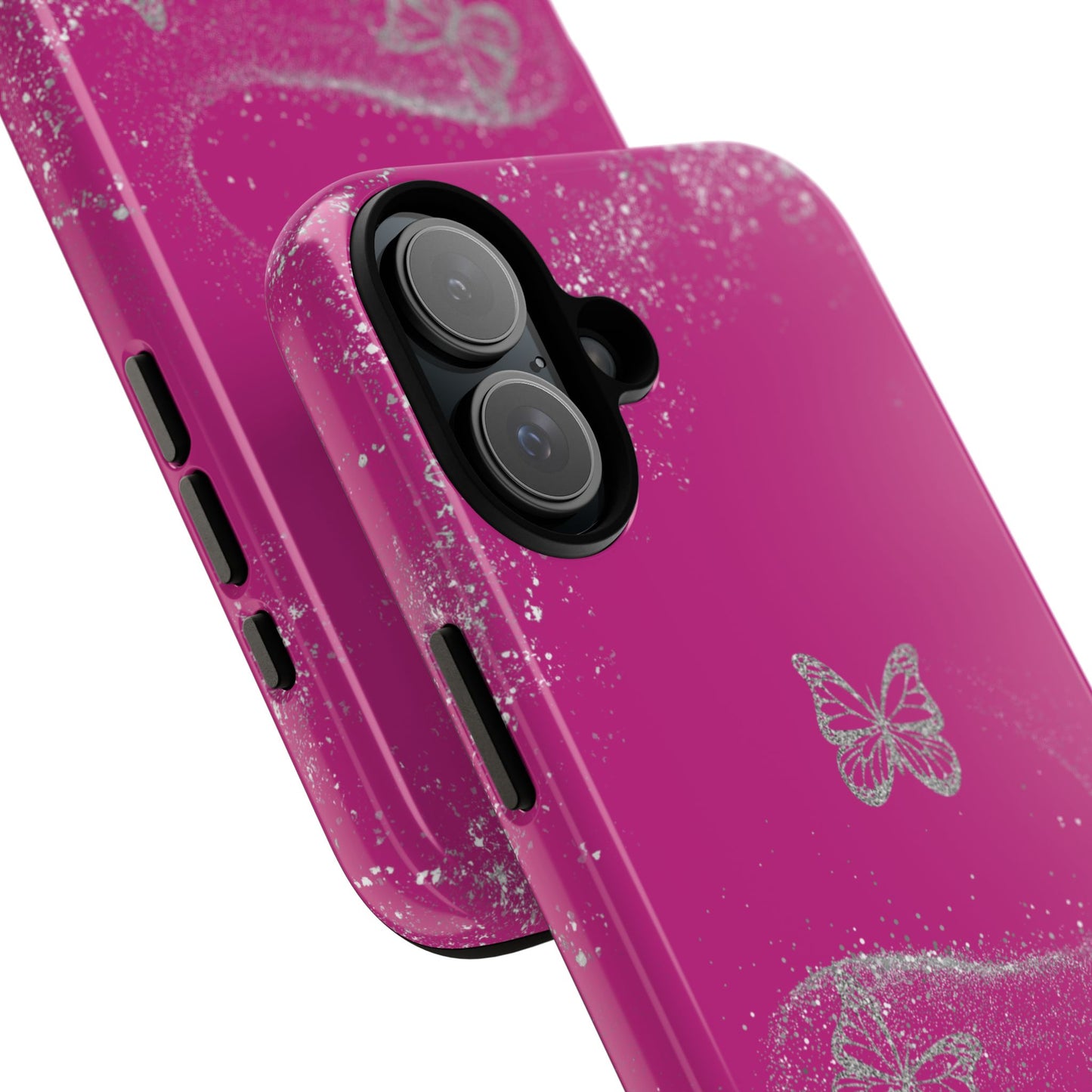 Glitter Butterflies with Pink Background Phone Case - Tough Cases, Decorative Cell Phone Cover