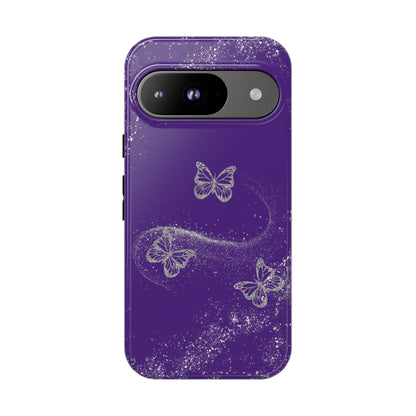 Glitter Butterflies with Purple Background Phone Case - Tough Cases, Decorative Cell Phone Cover