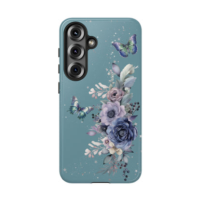 Phone Case - Teal Floral Butterfly Design