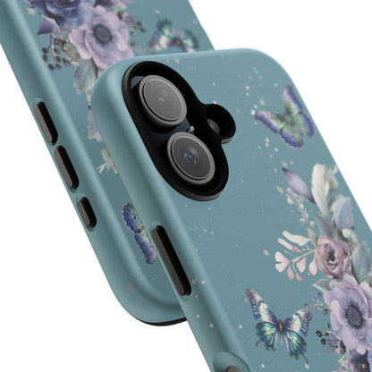 Phone Case - Teal Floral Butterfly Design