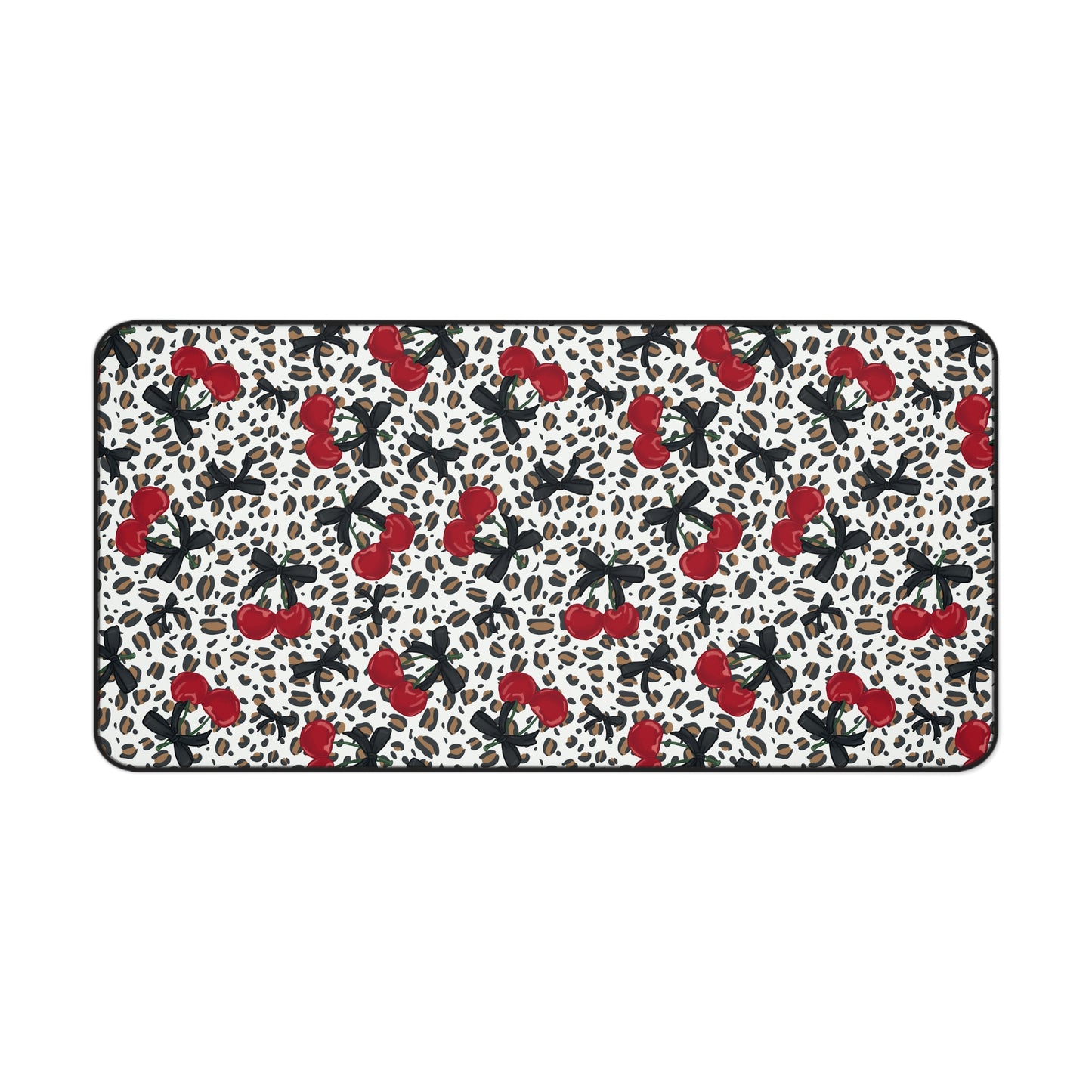 Desk Mat - Leopard Print Cherries Fun Cute Design