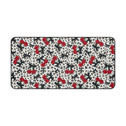 Desk Mat - Leopard Print Cherries Fun Cute Design