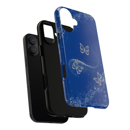 Glitter Butterflies with Blue Background Phone Case - Tough Cases, Decorative Cell Phone Cover
