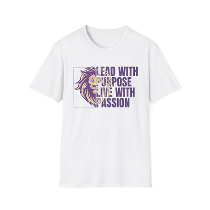 Inspiring Lion Graphic T-Shirt in Purple, Motivational Tee, Passionate Leadership Shirt, Unisex Shirt for Casual Wear