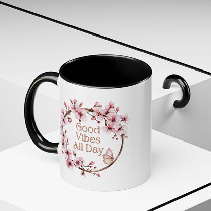 Good Vibes All Day Floral Coffee Mug - 11 & 15oz Accent Mug