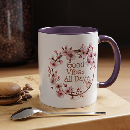 Good Vibes All Day Floral Coffee Mug - 11 & 15oz Accent Mug