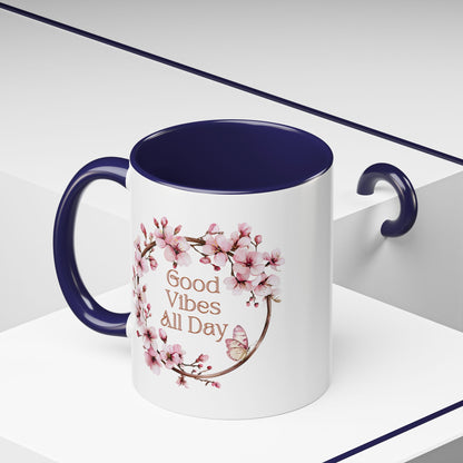 Good Vibes All Day Floral Coffee Mug - 11 & 15oz Accent Mug