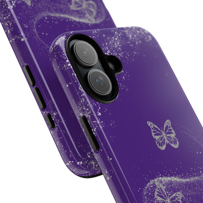 Glitter Butterflies with Purple Background Phone Case - Tough Cases, Decorative Cell Phone Cover