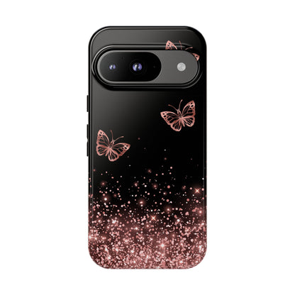 Rose Gold Butterflies Phone Case - Tough Cases, Decorative Cell Phone Cover