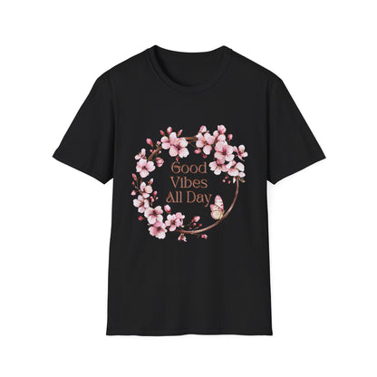 Good Vibes All Day Unisex Softstyle T-Shirt | Floral Design | Casual Everyday Wear