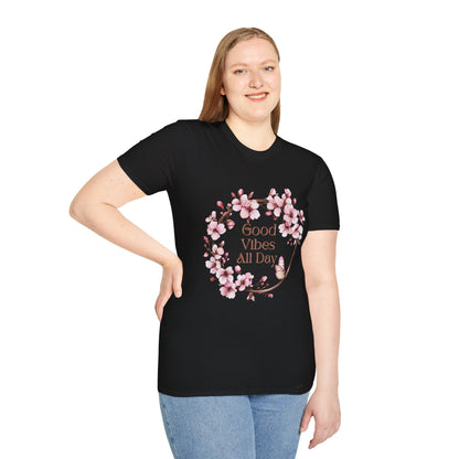 Good Vibes All Day Unisex Softstyle T-Shirt | Floral Design | Casual Everyday Wear