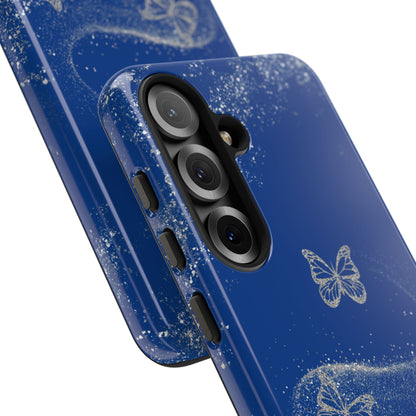Glitter Butterflies with Blue Background Phone Case - Tough Cases, Decorative Cell Phone Cover