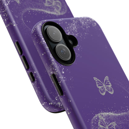 Glitter Butterflies with Purple Background Phone Case - Tough Cases, Decorative Cell Phone Cover